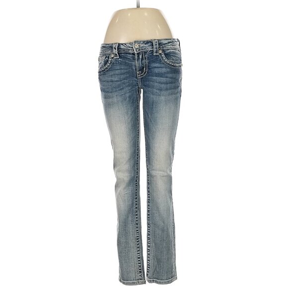 ✨MISS ME✨Women's Blue Denim Low Rise Skinny Jeans - Picture 2 of 5